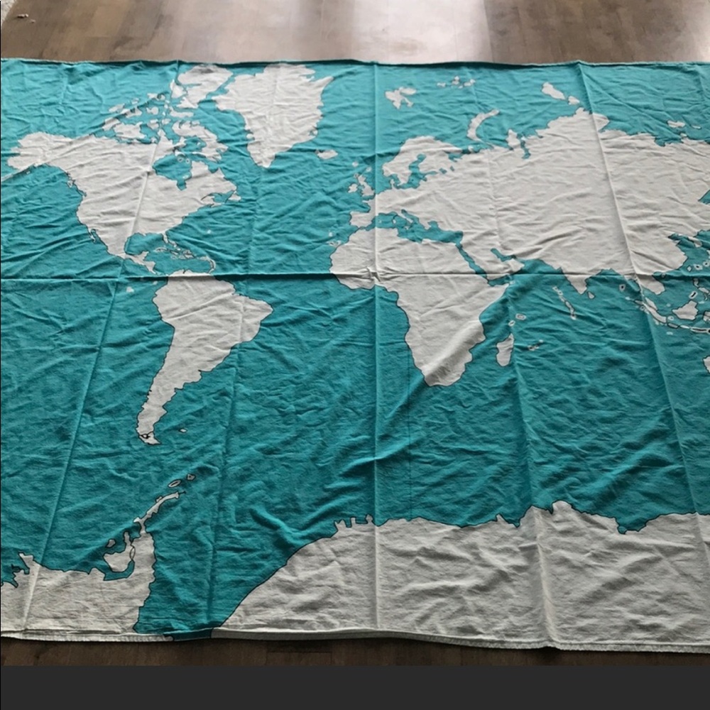 Urban Outfitters Teal World Map Tapestry
